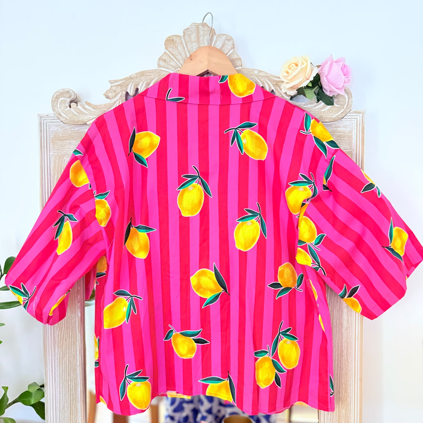 Chemise rose motifs citron - Lovika LOUNAE