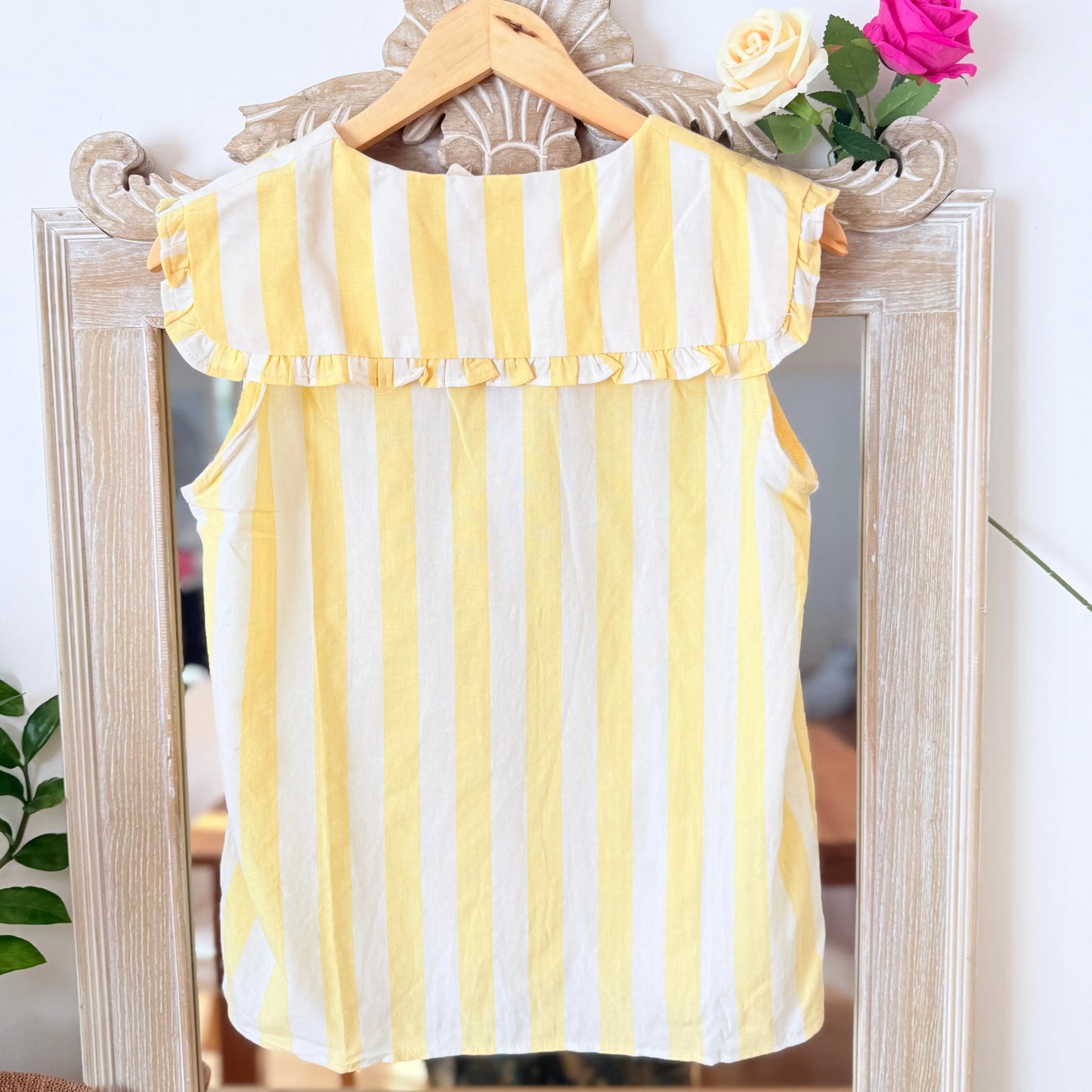 Chemise jaune et blanche en coton LOUNAE