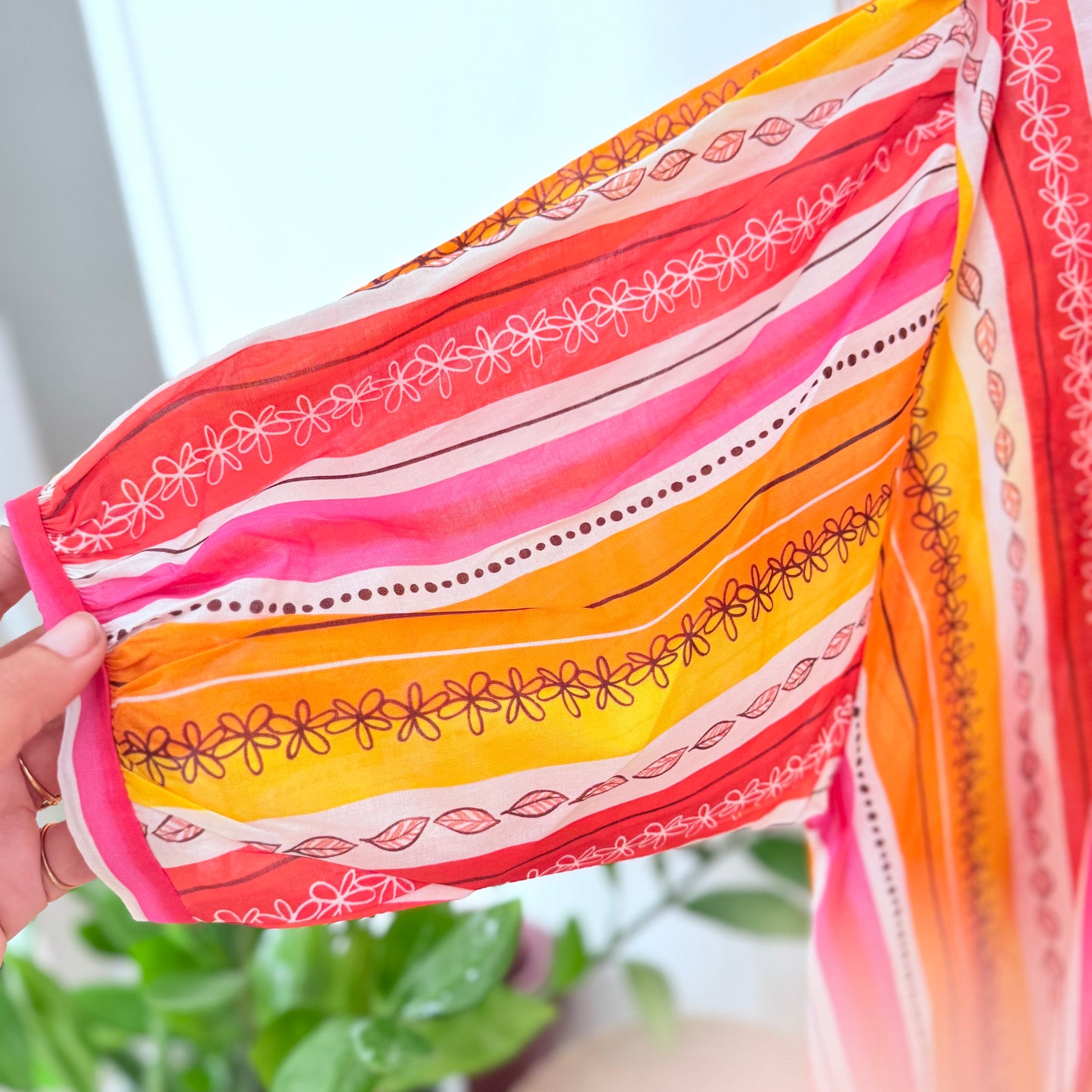 Blouse rose et orange en coton LOUNAE