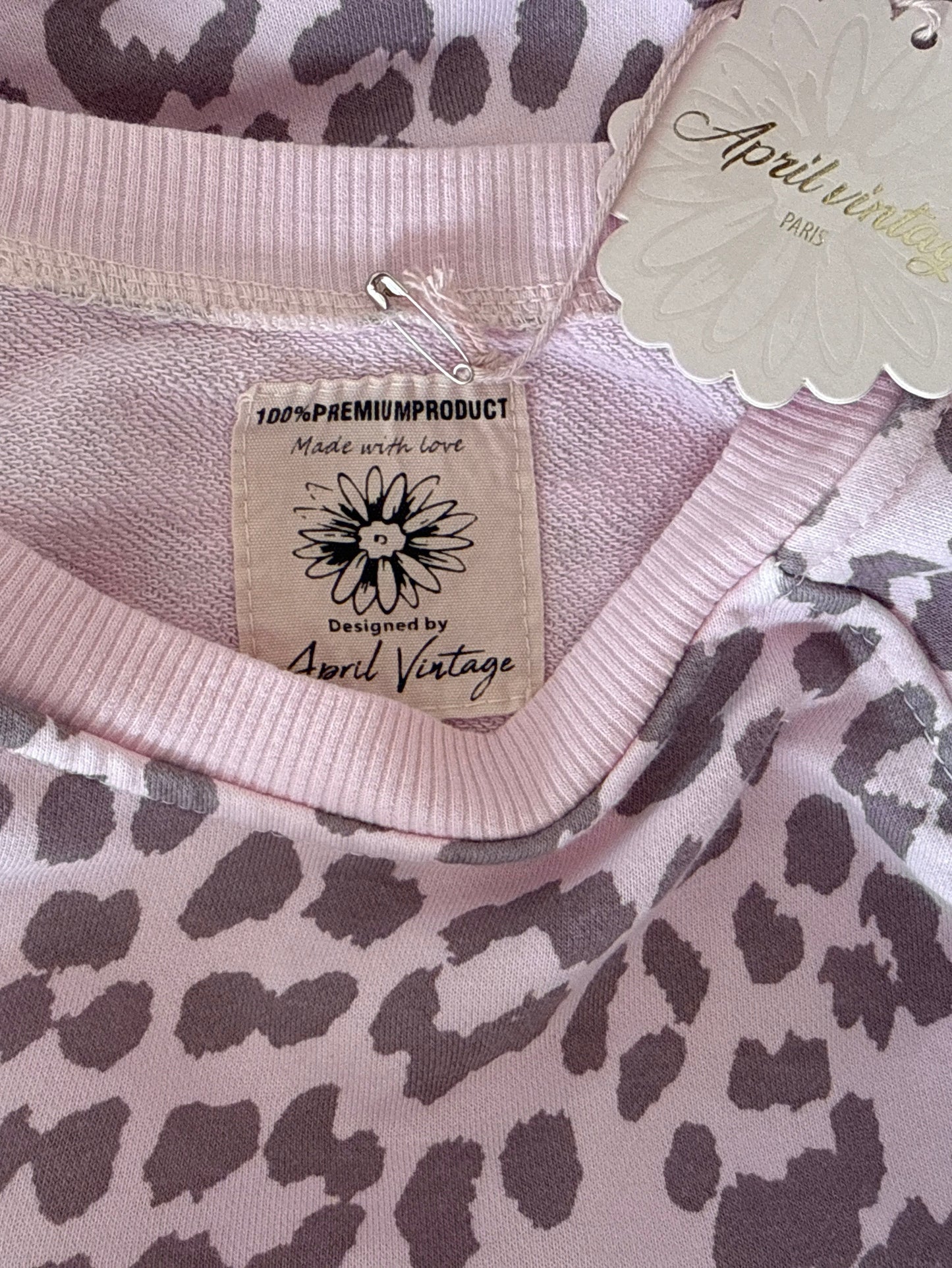 Sweat léopard rose clair ICONIC - April vintage