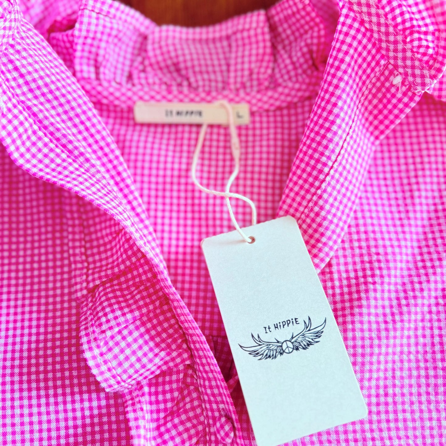 Chemise rose vichy rose en coton LOUNAE