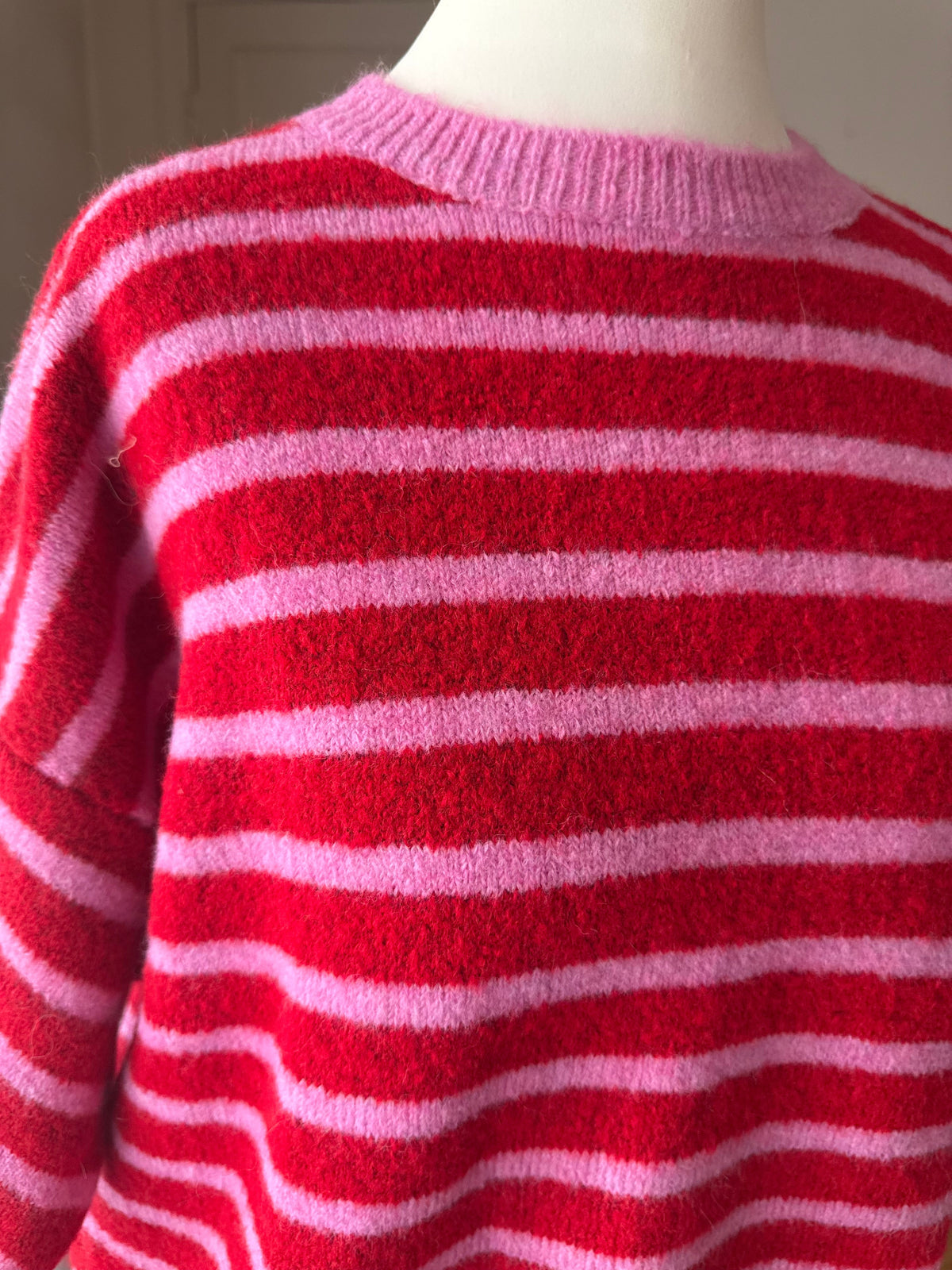 Cardigan Manches Courtes Rayé Rose et Rouge LOUNAE