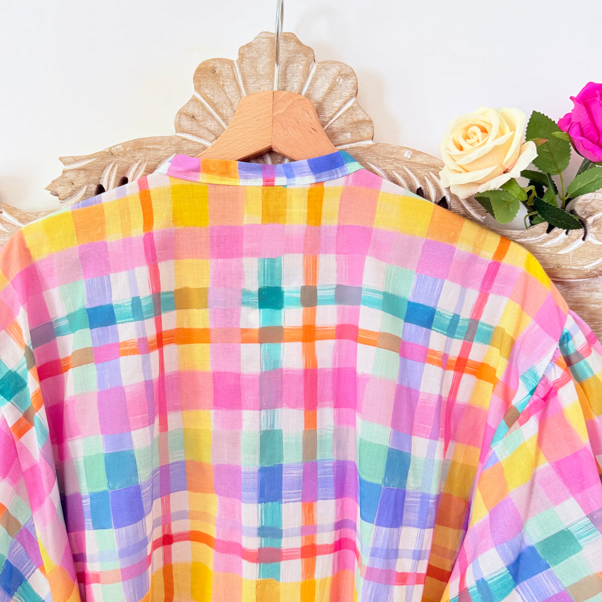 Blouse pastel à carreaux en coton LOUNAE