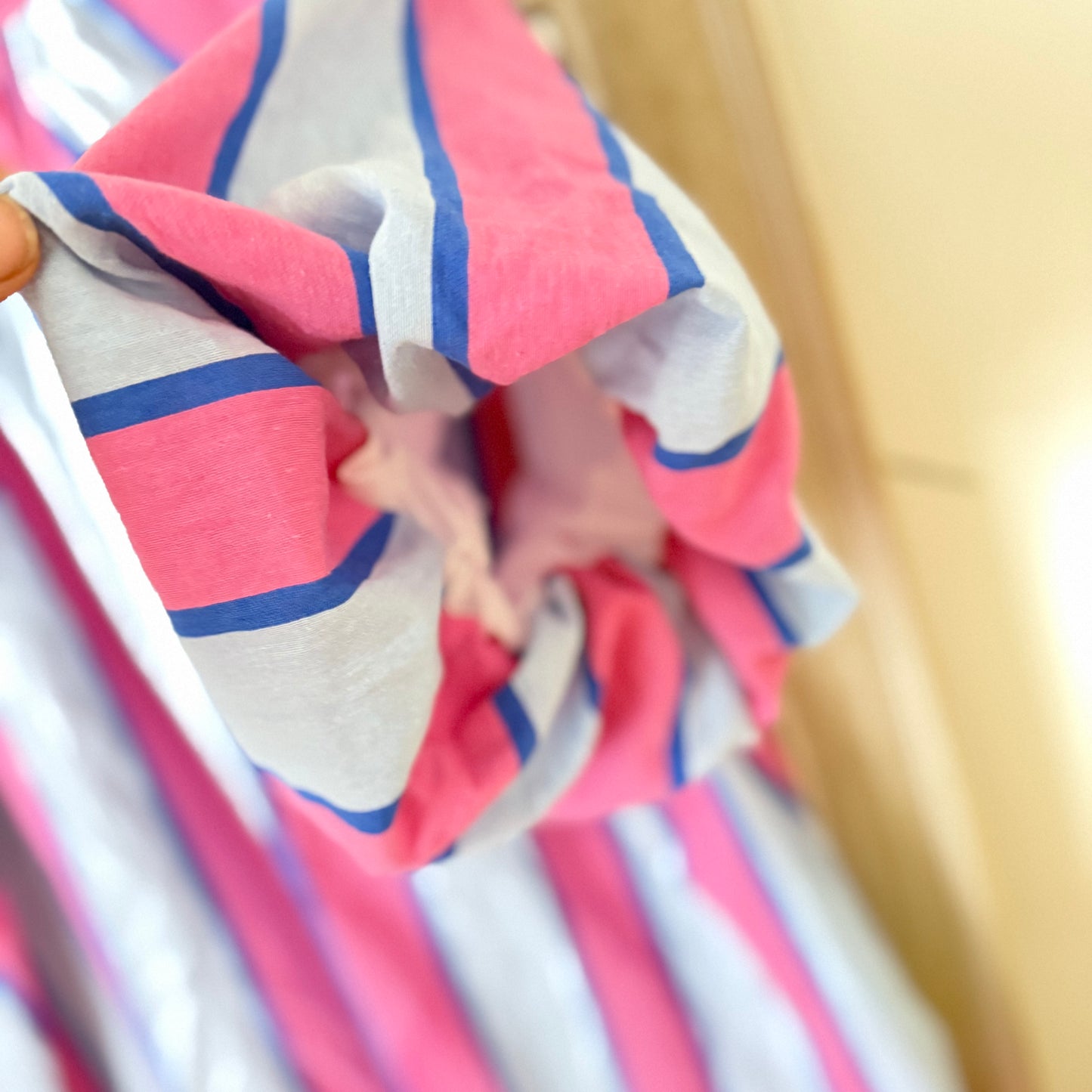 Robe bleue et rose rayée en coton LOUNAE