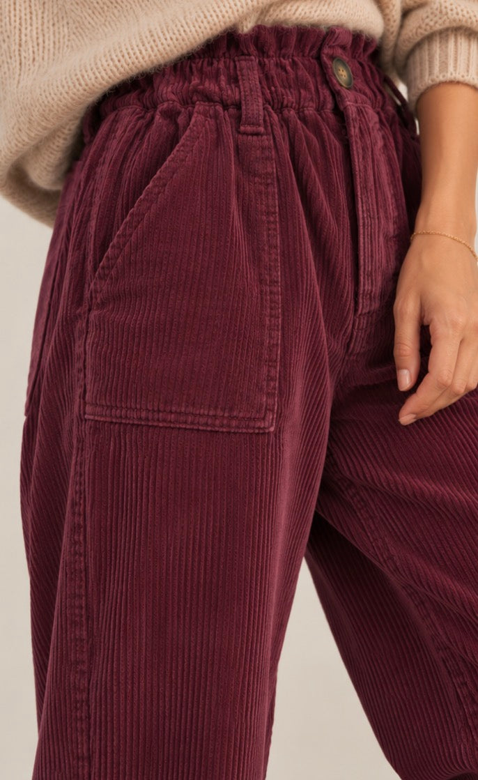 Pantalon Ample Bordeaux Velours Côtelé LOUNAE