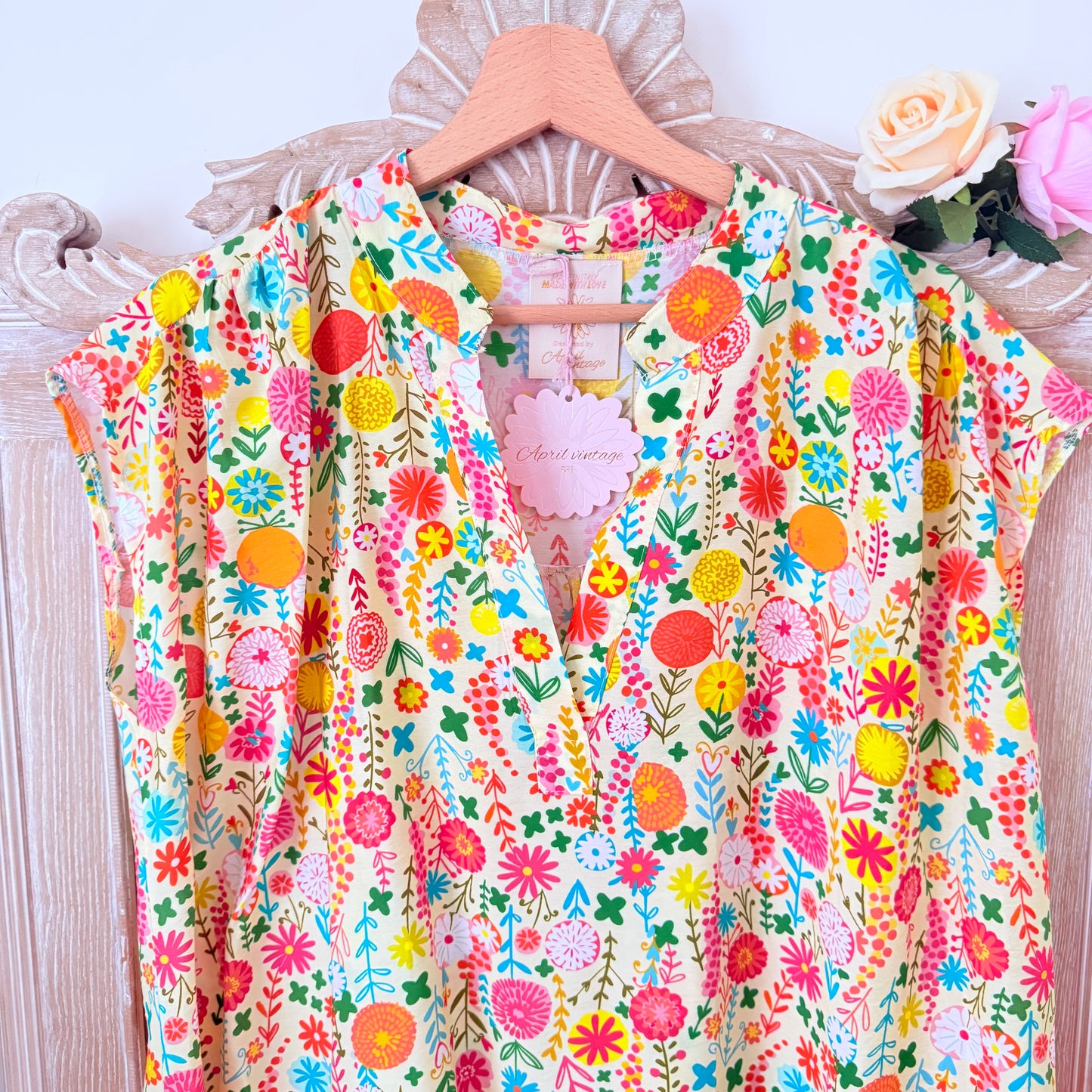 Halblanges Blumenkleid - April vintage