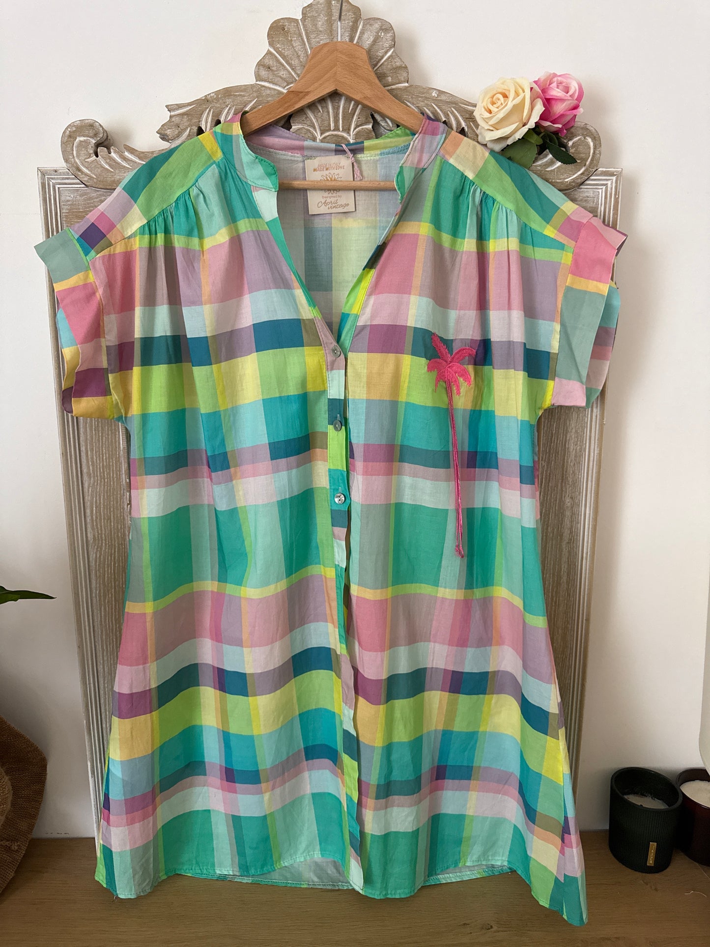 Robe chemise à carreaux pastel - April vintage