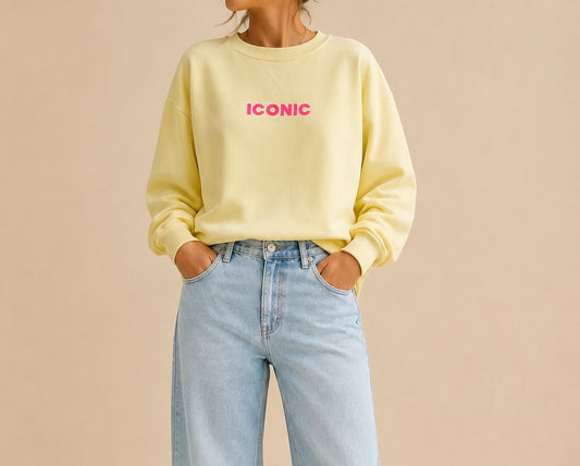 Sweat jaune manches longues ICONIC en coton taille unique LOUNAE