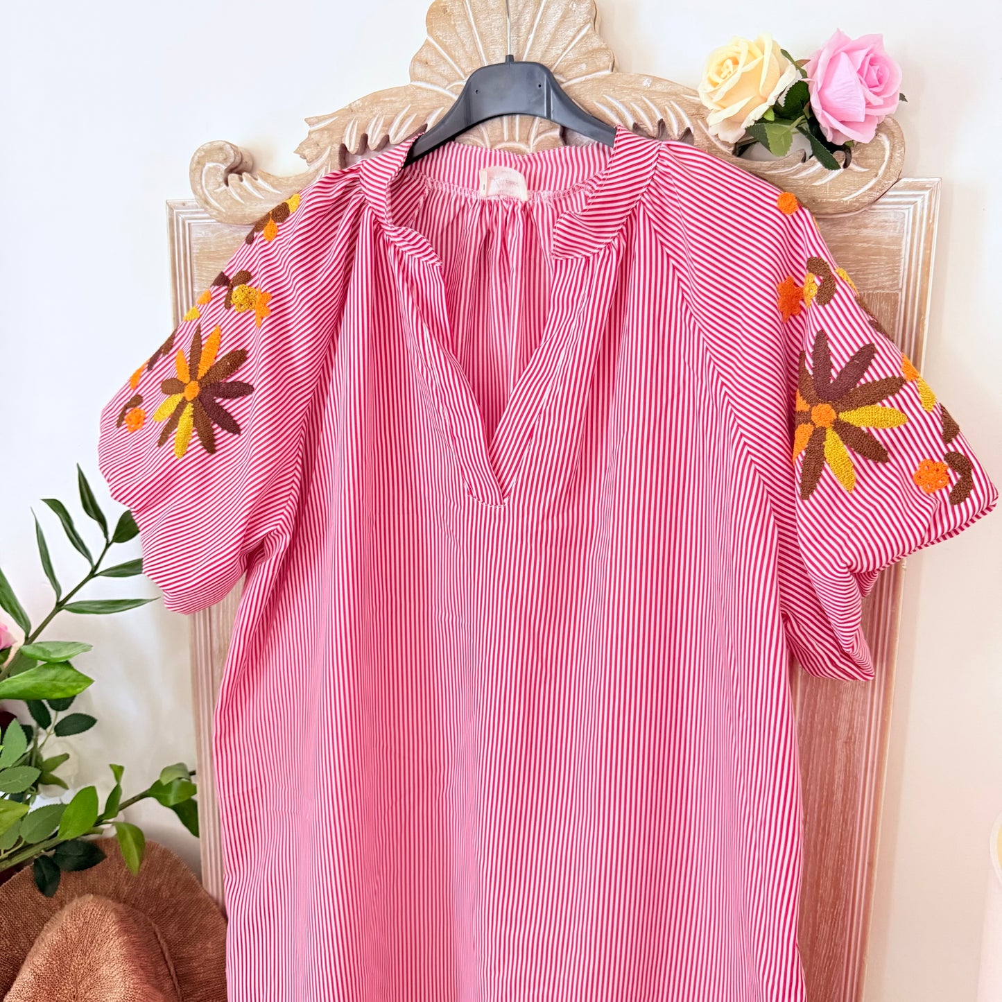 Robe rouge ample manches xxl - Luizacco