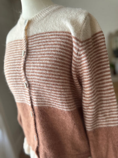 Gilet Rayé Marinière Camel et Beige LOUNAE