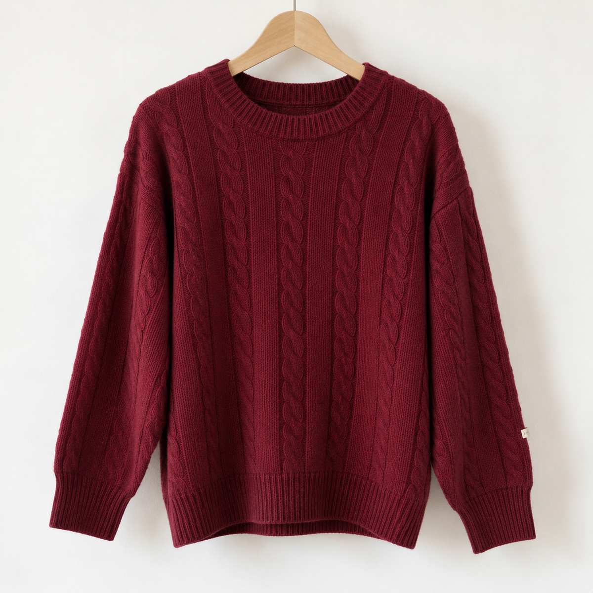 Pull Léa torsadé col rond aubergine LOUNAE