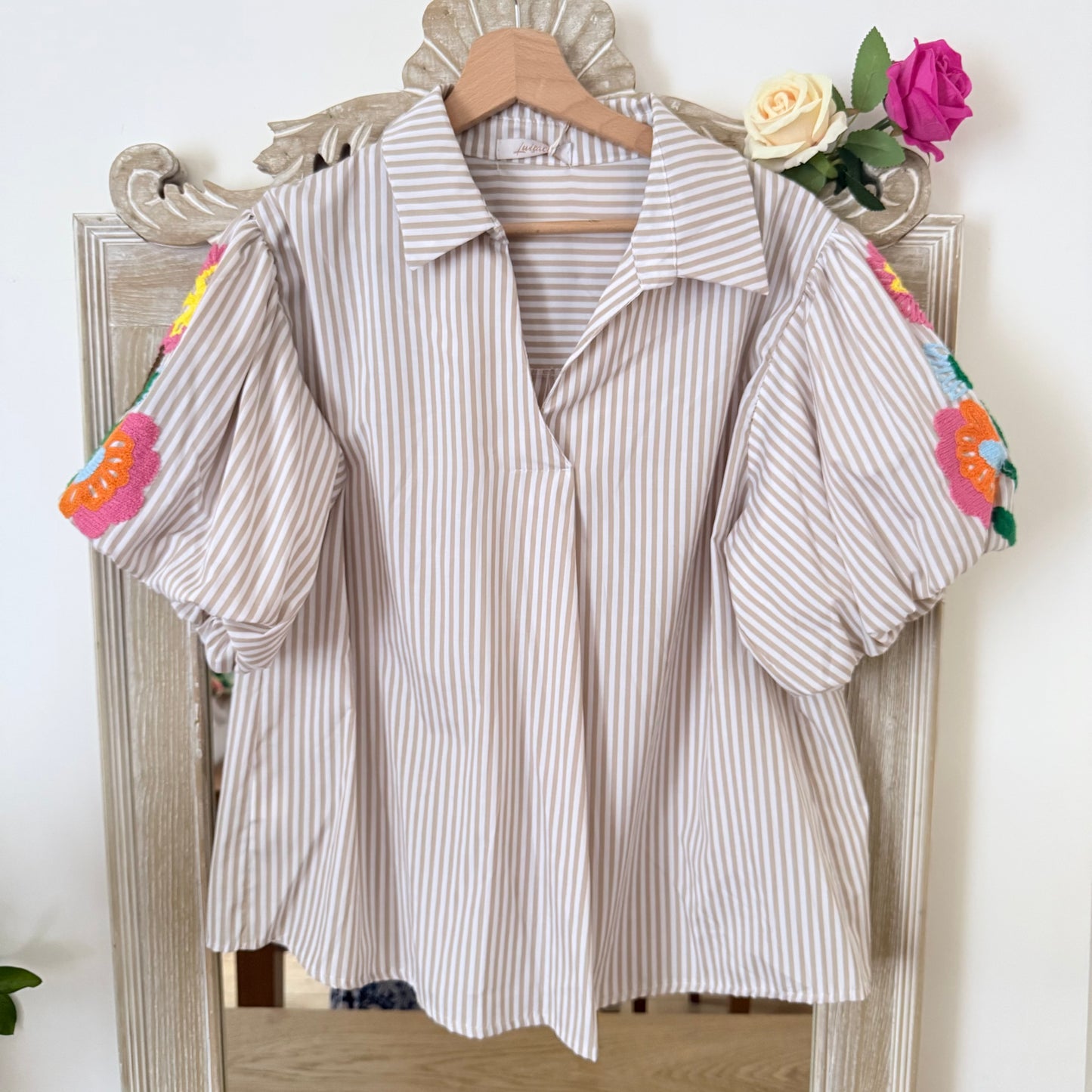 Chemise rayée brodée - Luizacco
