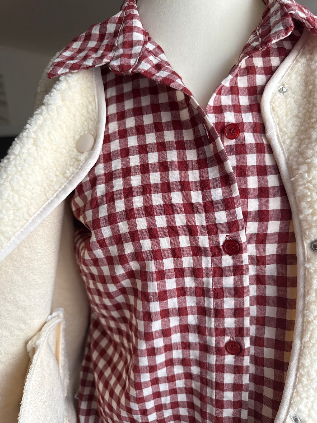 Chemise à carreaux Bordeaux et Beige LOUNAE