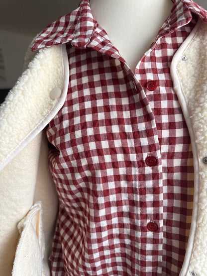 Chemise à carreaux Bordeaux et Beige LOUNAE