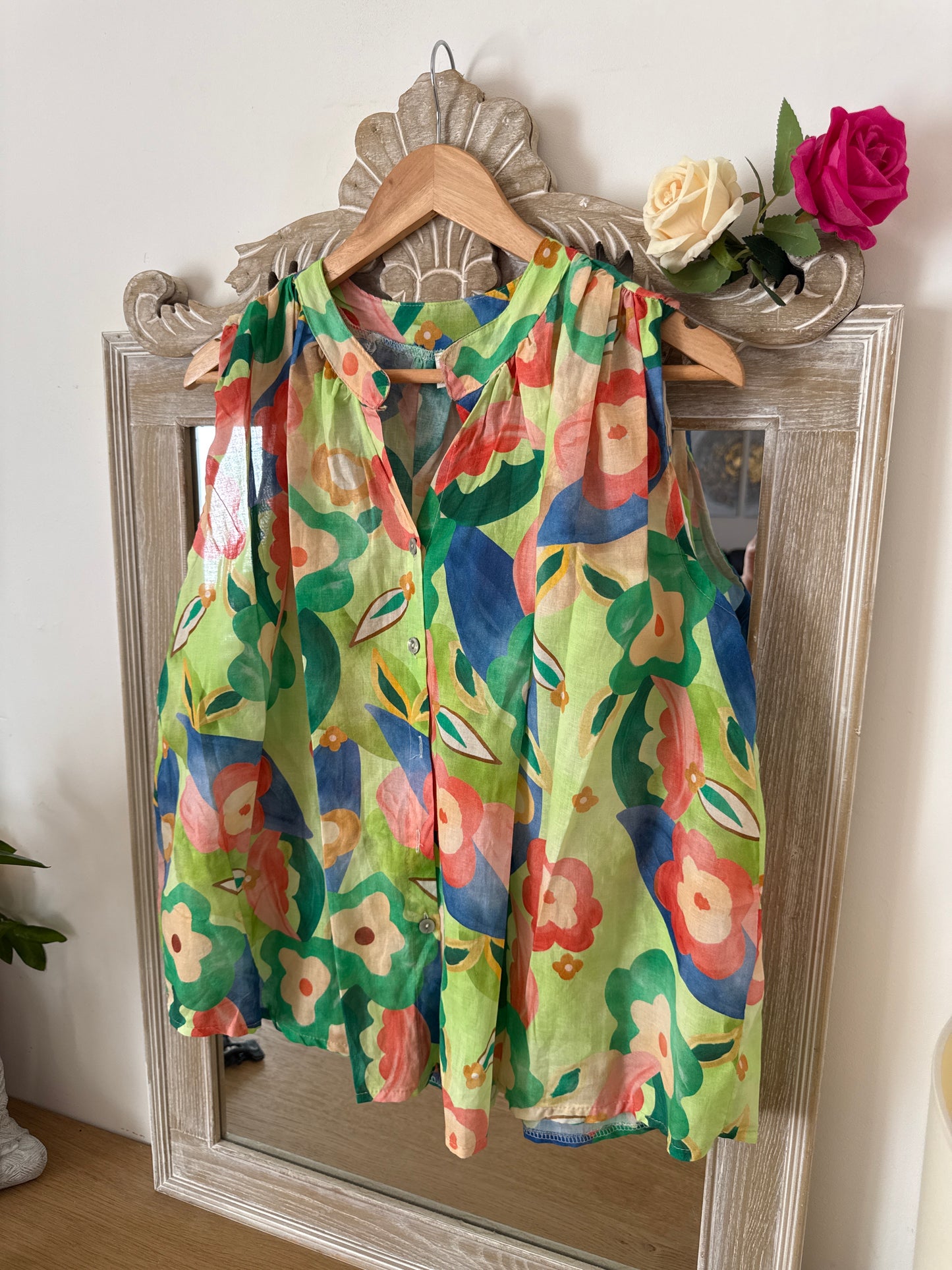 Blouse colorée verte sans manches - Luizacco
