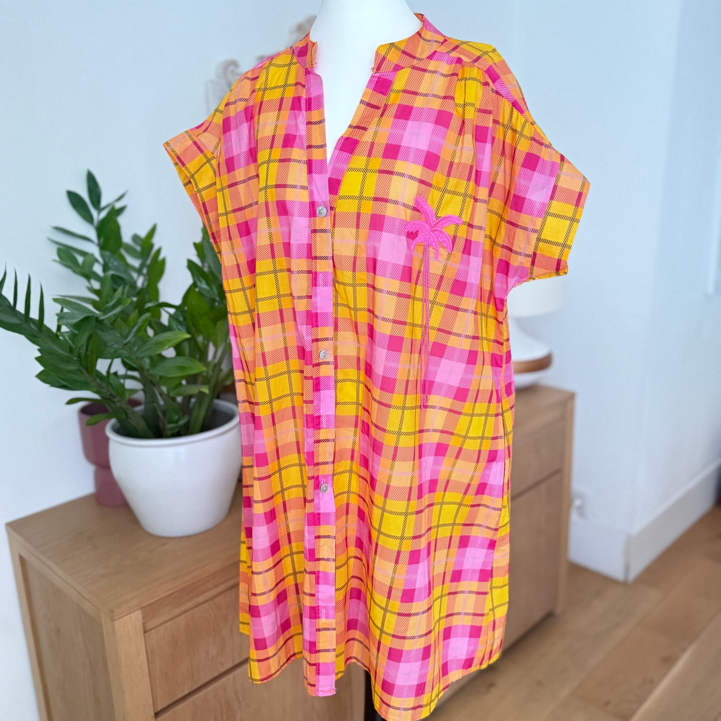 Robe chemise orange rose - April vintage