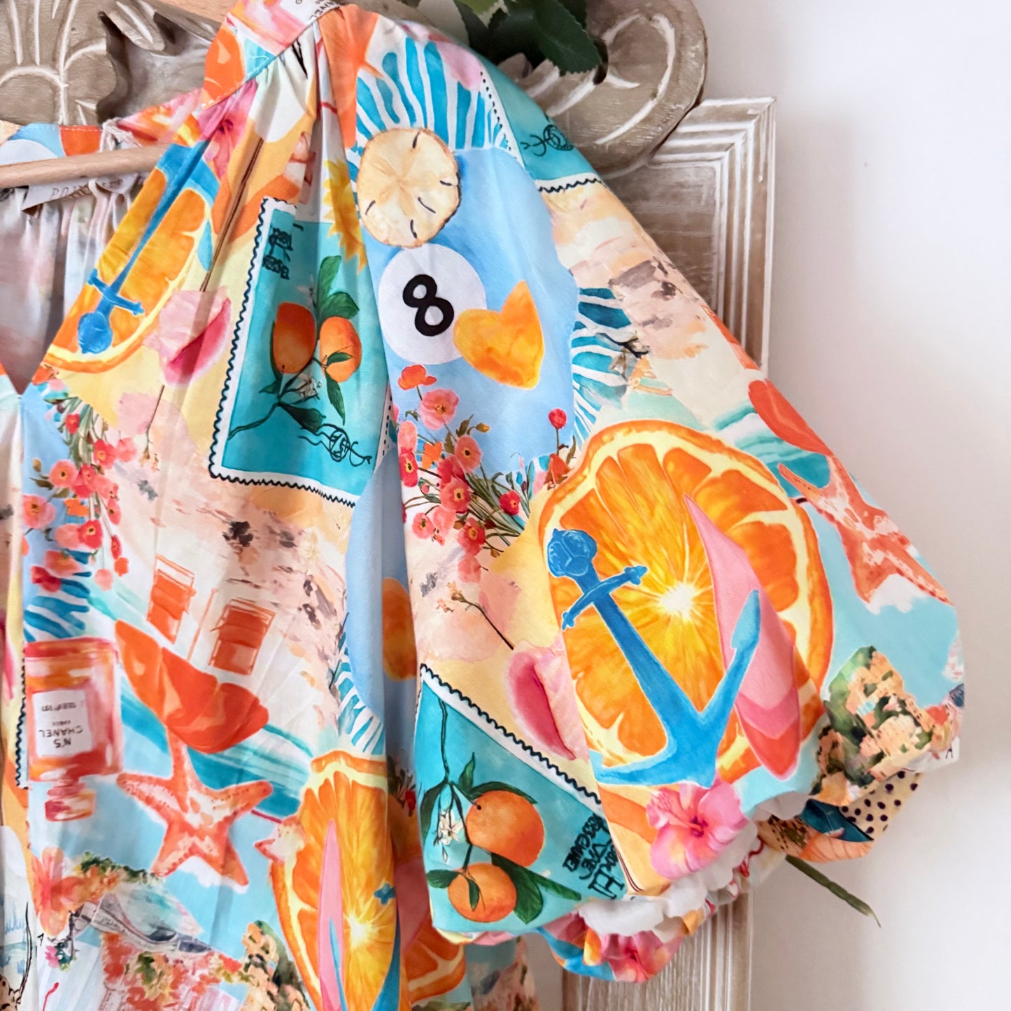 Robe courte imprimée colorée à manches bouffantes - Pohême