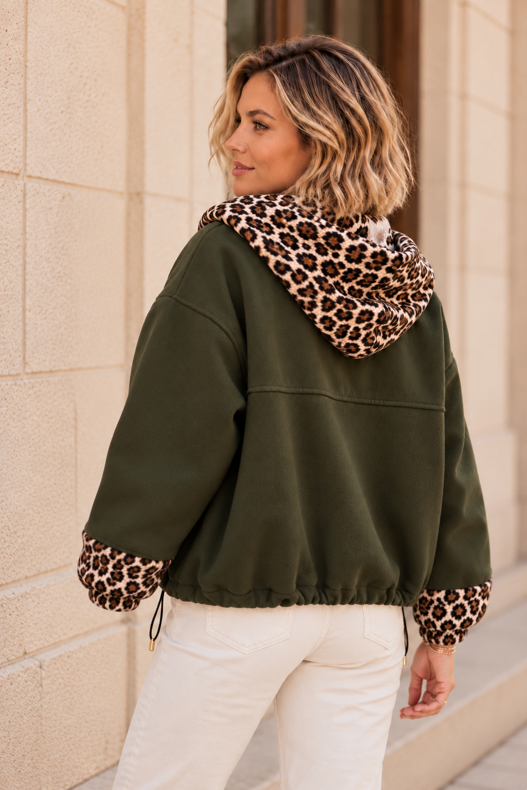 Blouson Johanna Kaki Léopard LOUNAE