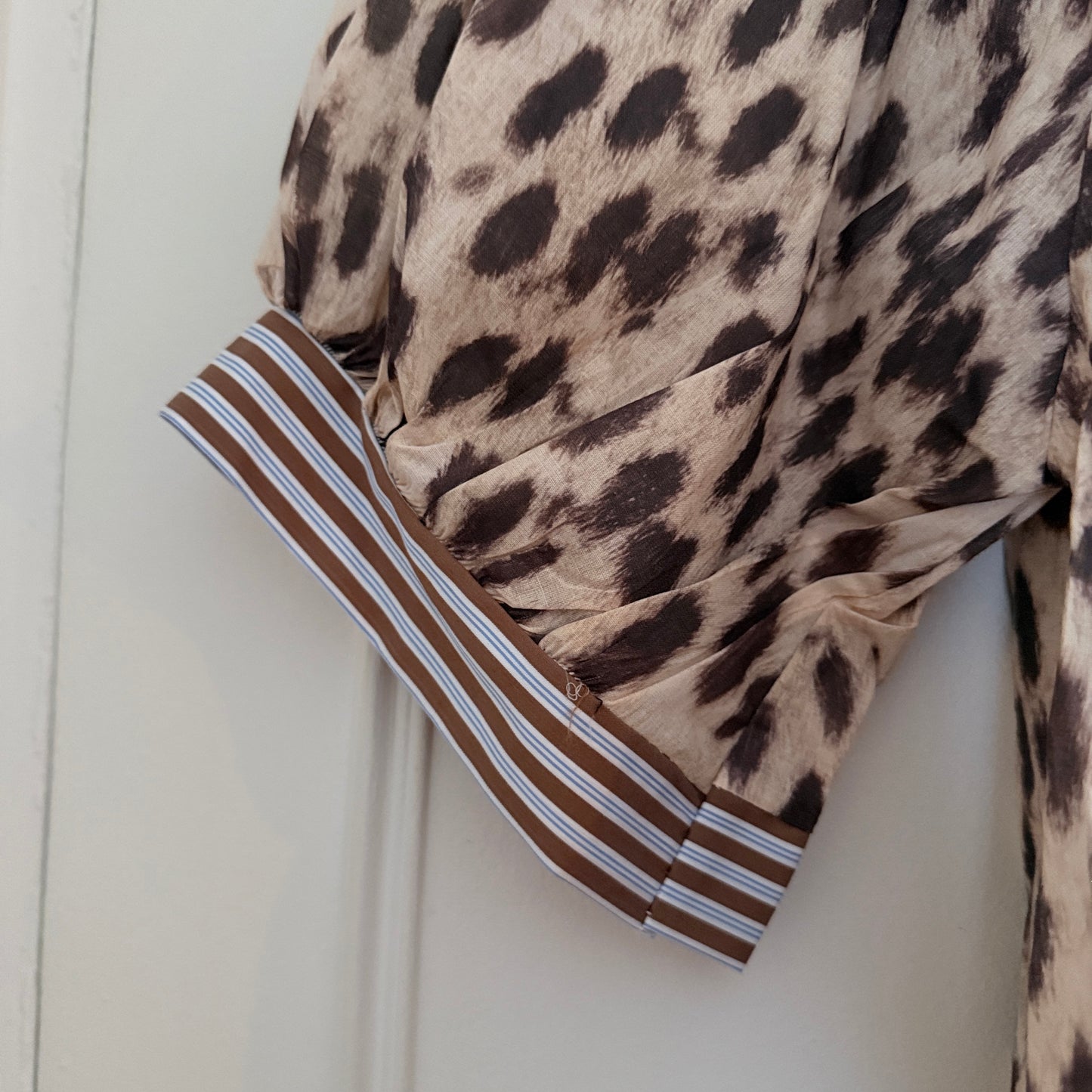 Chemise beige marron leopard manches ballon taille unique LOUNAE