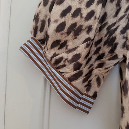 Chemise beige marron leopard manches ballon taille unique LOUNAE