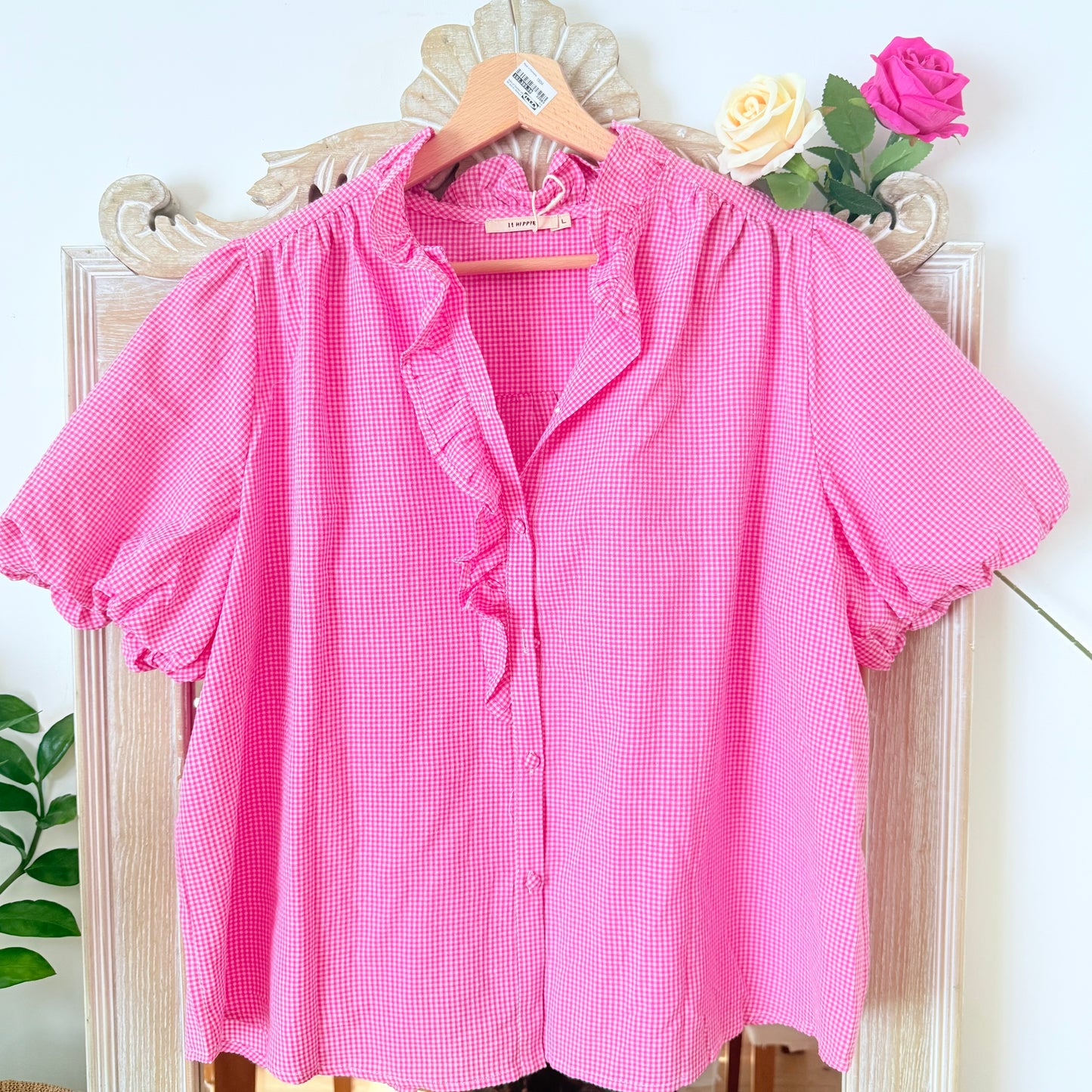 Chemise vichy rose en coton – It Hippie
