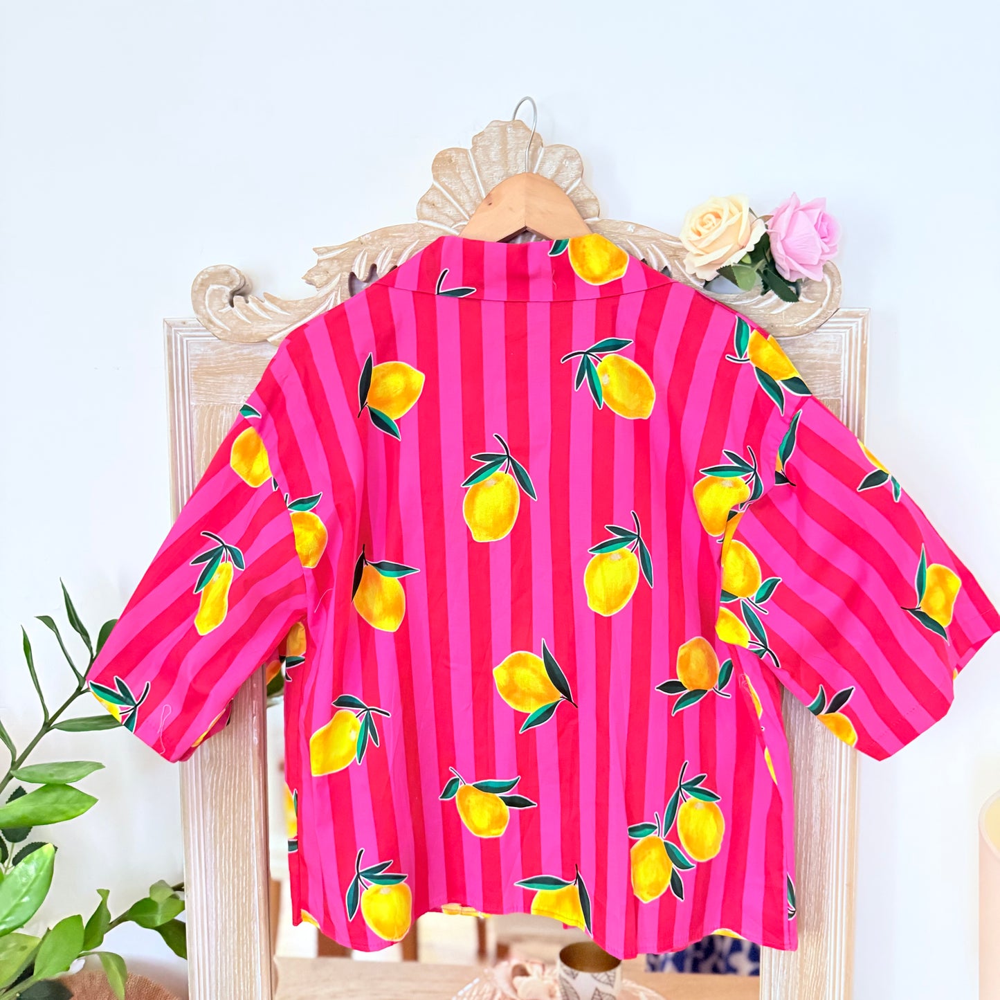 Chemise rose motifs citron - Lovika