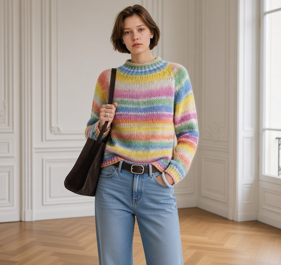 Pull Arc-en-ciel en laine – Fabriqué en Italie LOUNAE