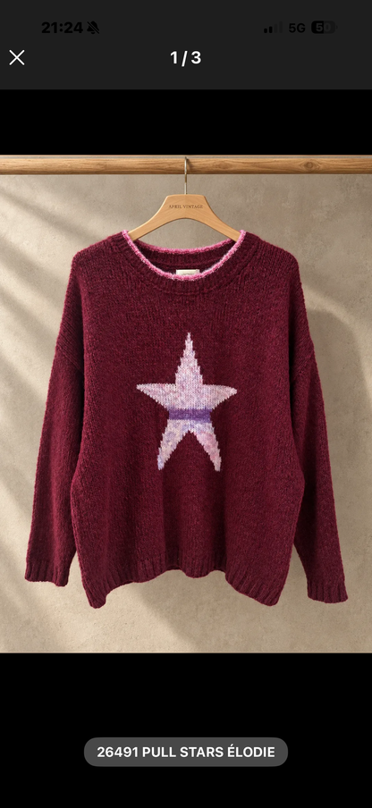 Pull col rond étoile bordeaux LOUNAE