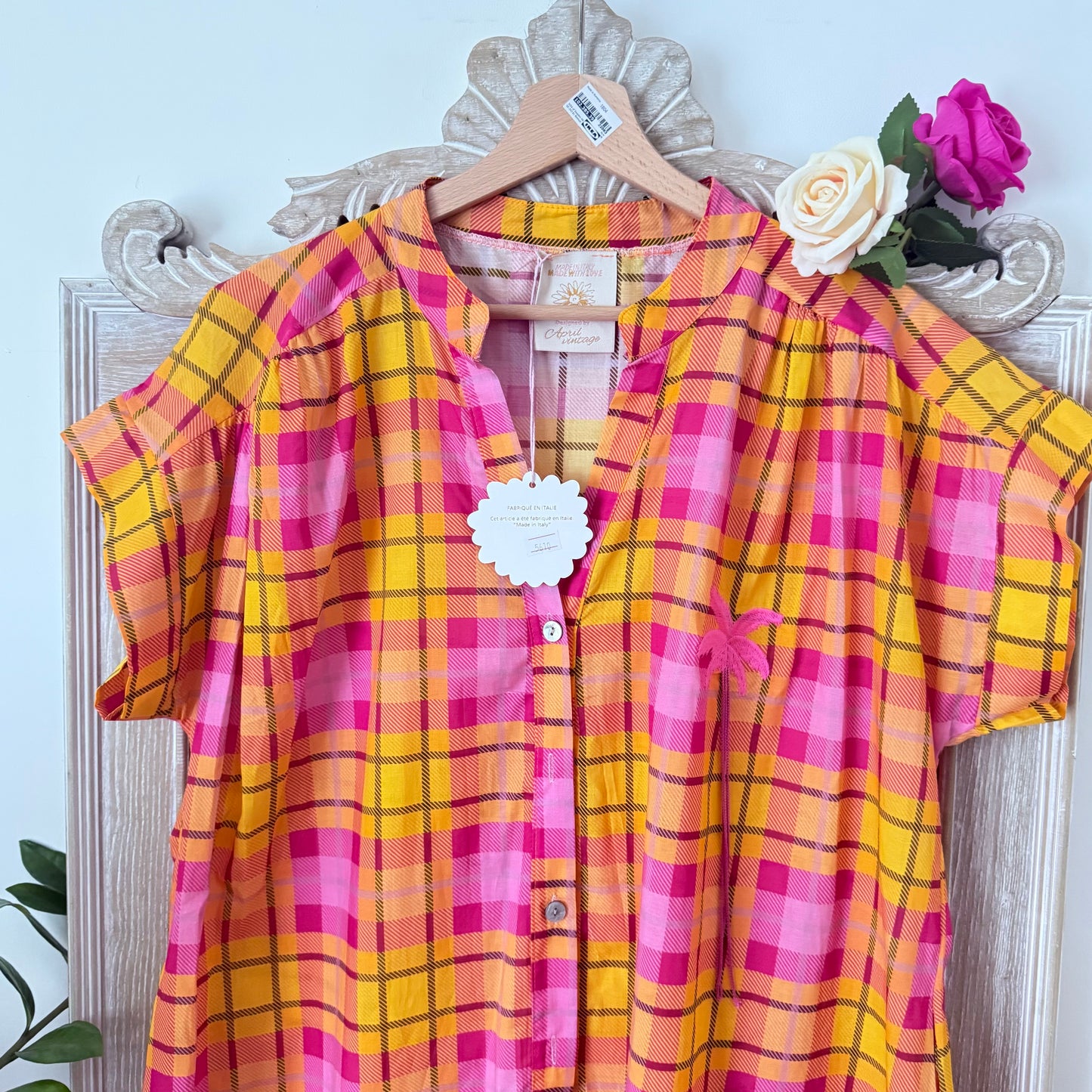 Robe chemise orange rose - April vintage