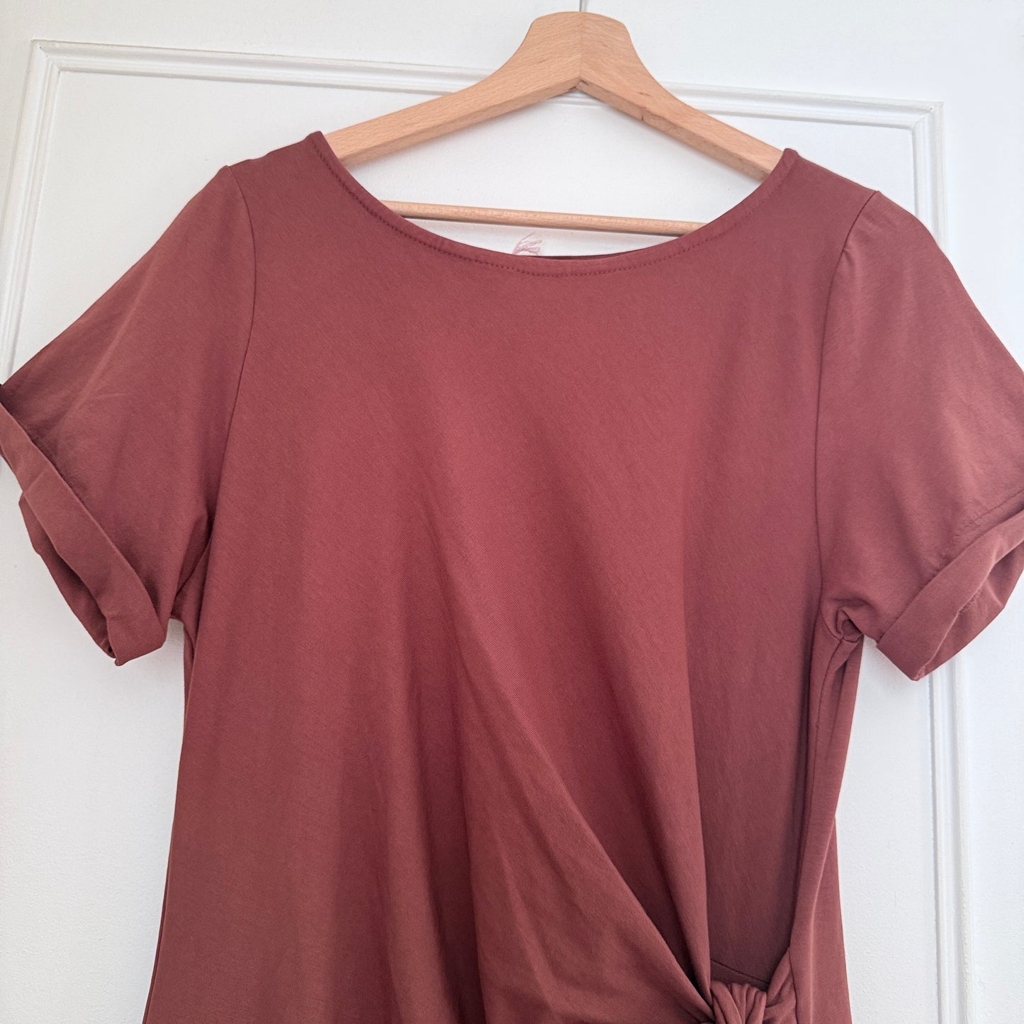 Robe longue marron détail noeuds en coton LOUNAE