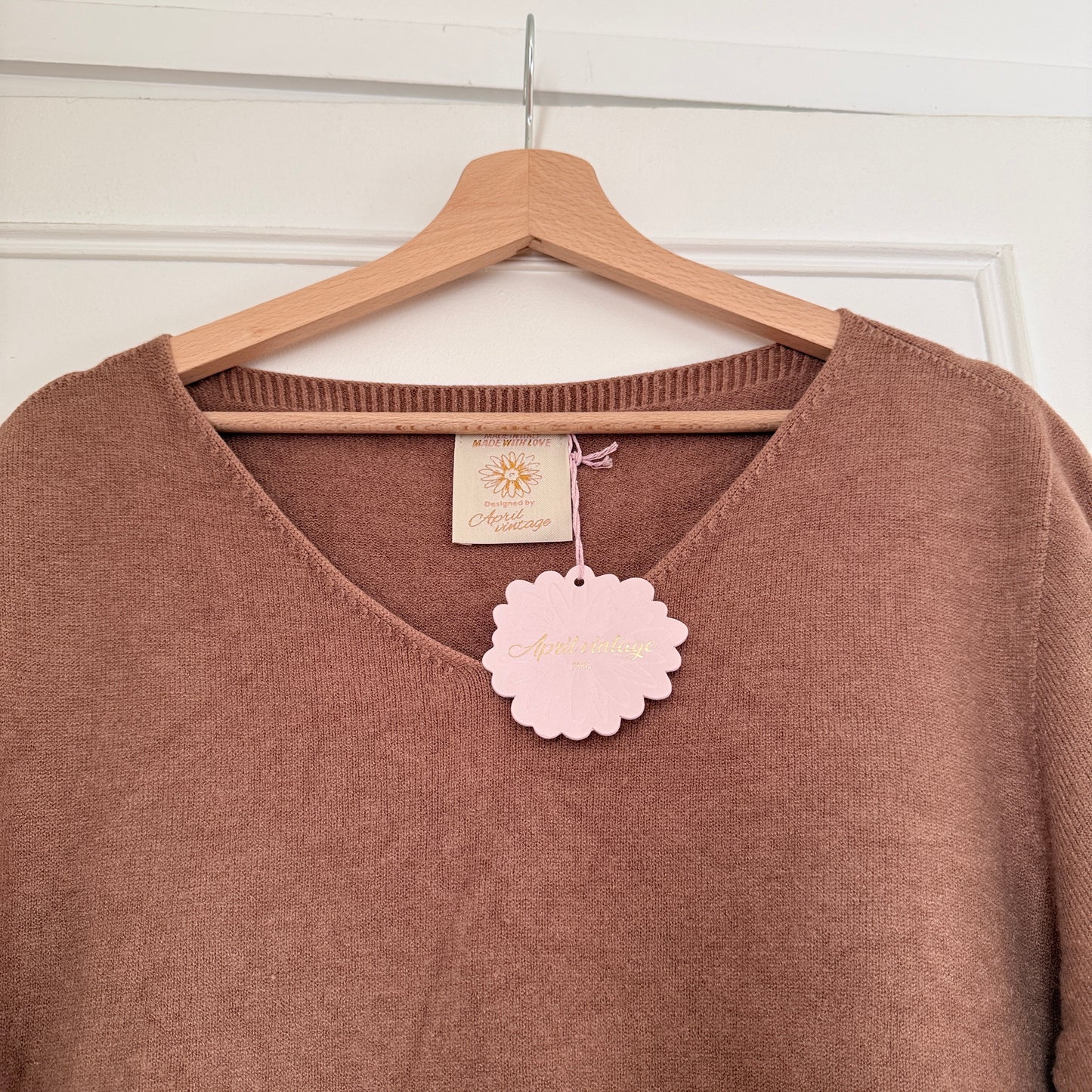 Pull marron manches courtes LOUNAE
