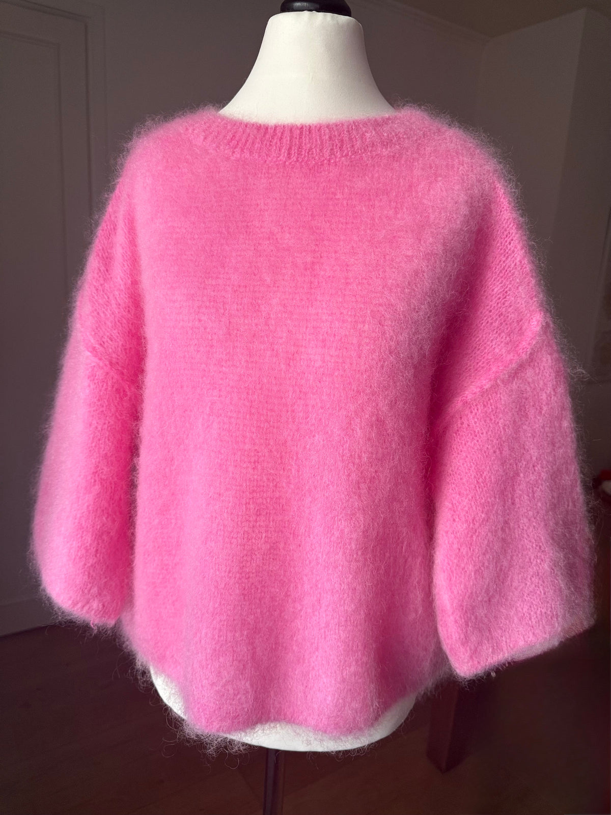 Pull Manches Courtes Rose 80% Kid- Mohair - Made in Italy LOUNAE