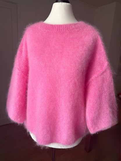 Pull Manches Courtes Rose 80% Kid- Mohair - Made in Italy LOUNAE