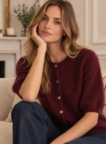 Cardigan manches courtes bordeaux LOUNAE