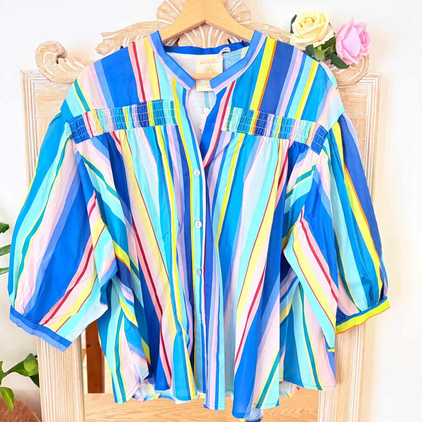Multicolor striped cotton shirt – April Vintage