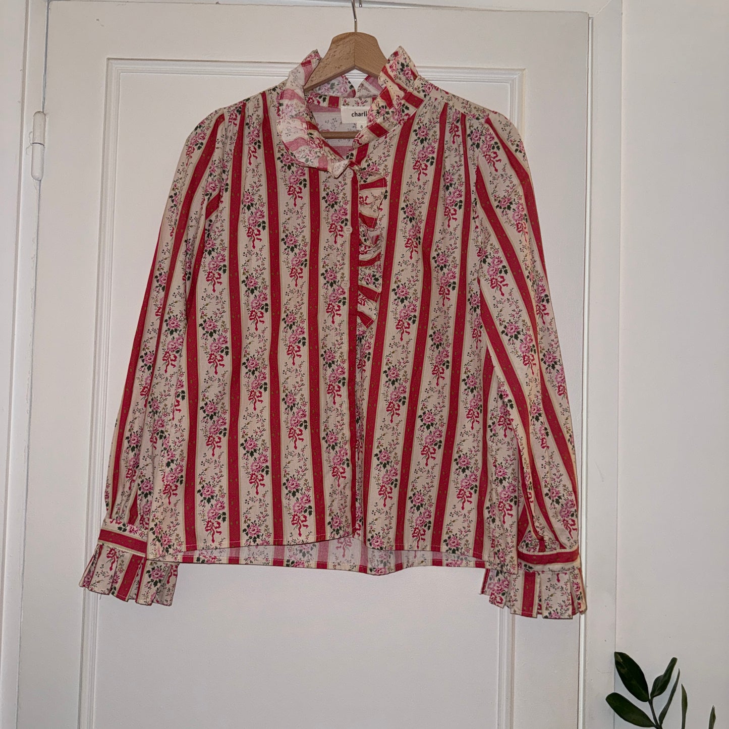Chemise fleurie corail en coton – Charlior