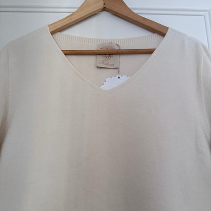 Pull écru col V LOUNAE, coupe ample
