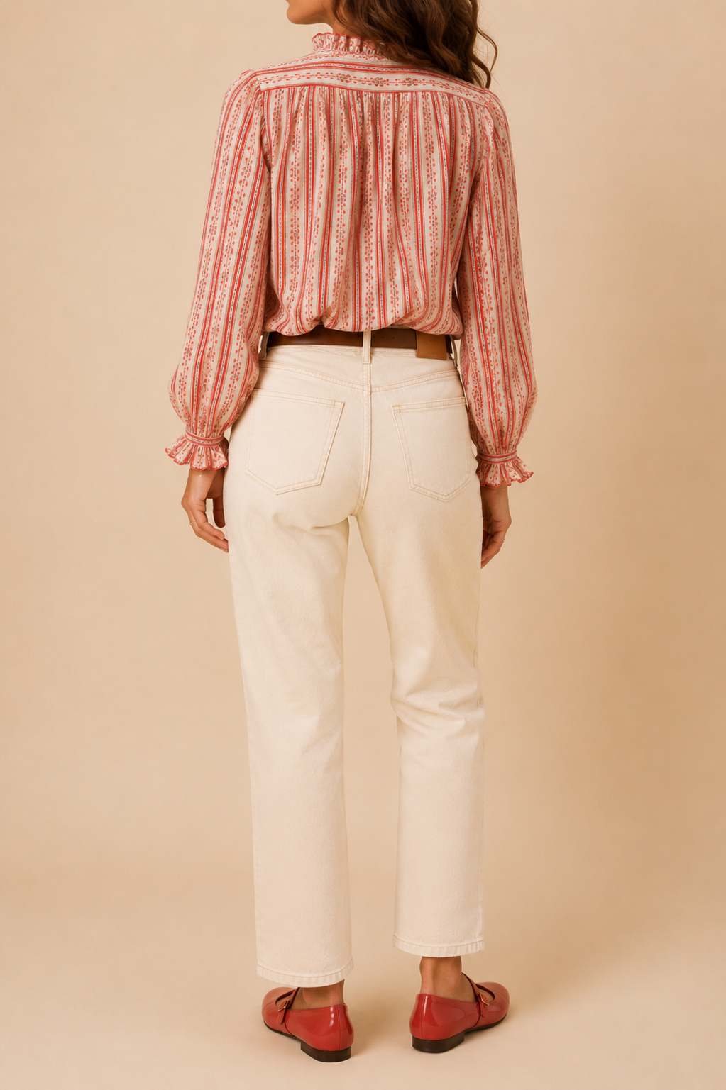 Chemise fleurie corail en coton – Charlior