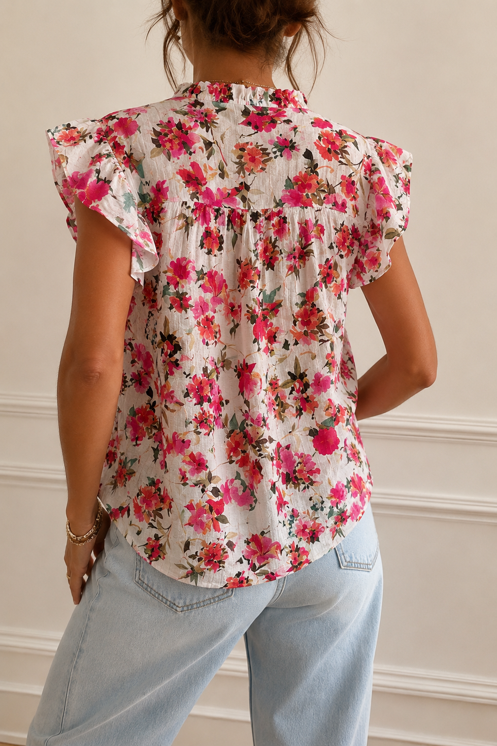 Blouse fleurie manches volantes LOUNAE