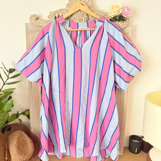Robe rayures bleues et roses - Lovika