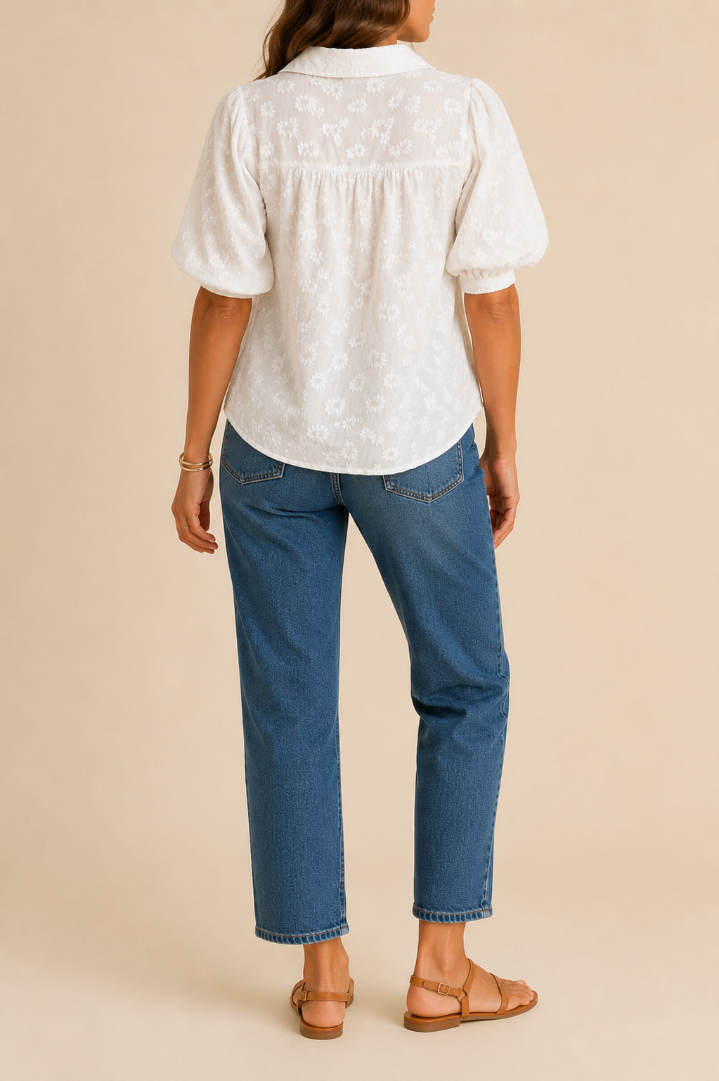 Chemise blanche brodée manches ballon