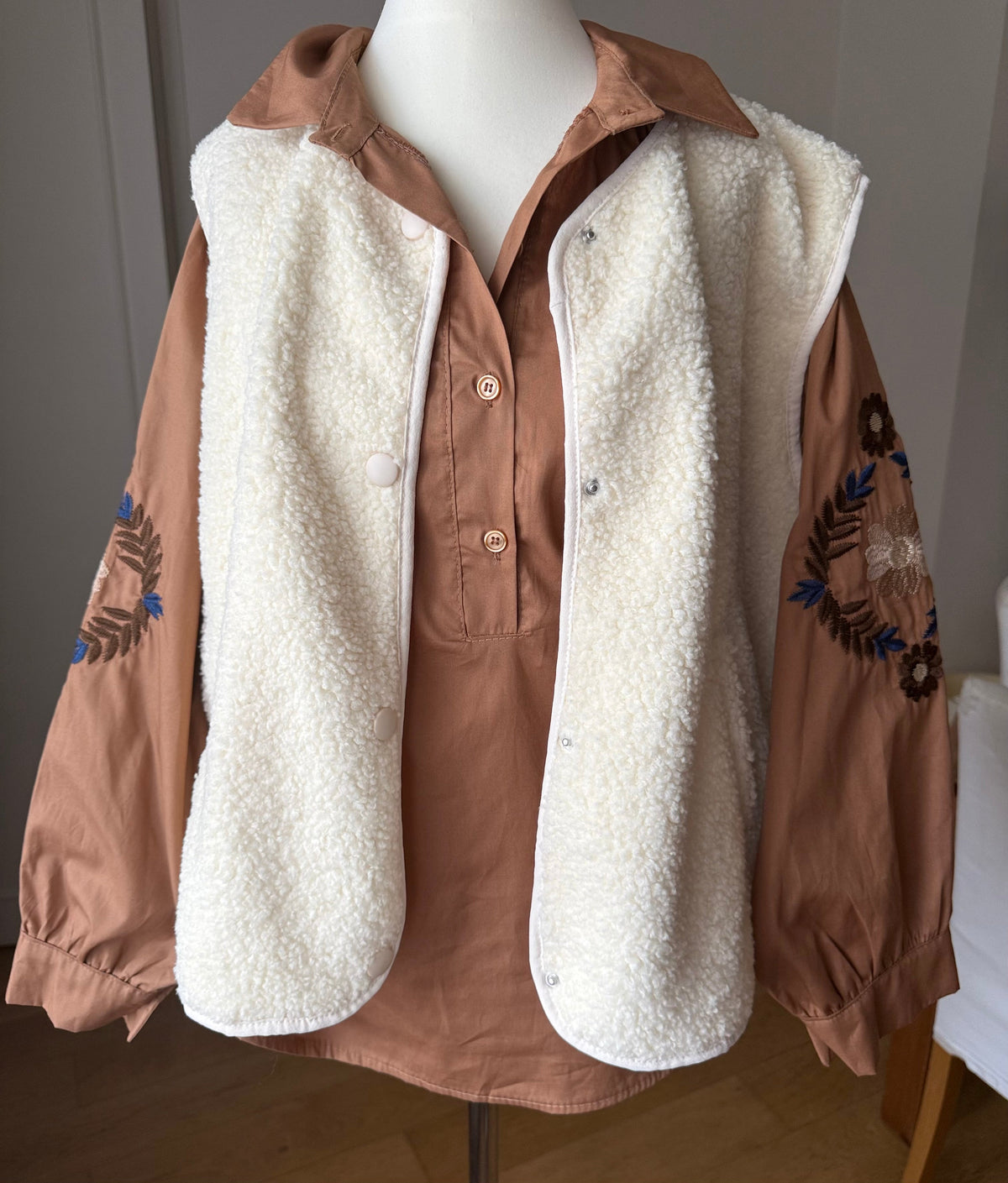 Chemise Manches Longues Brodée Camel LOUNAE