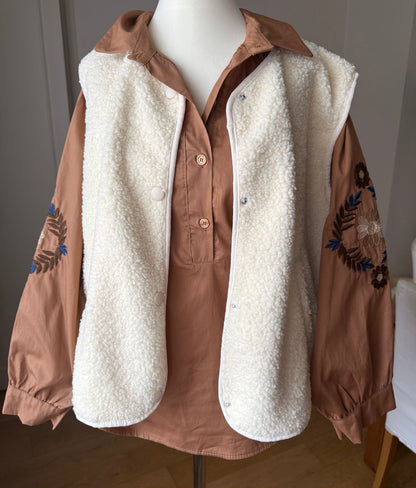 Chemise Manches Longues Brodée Camel LOUNAE
