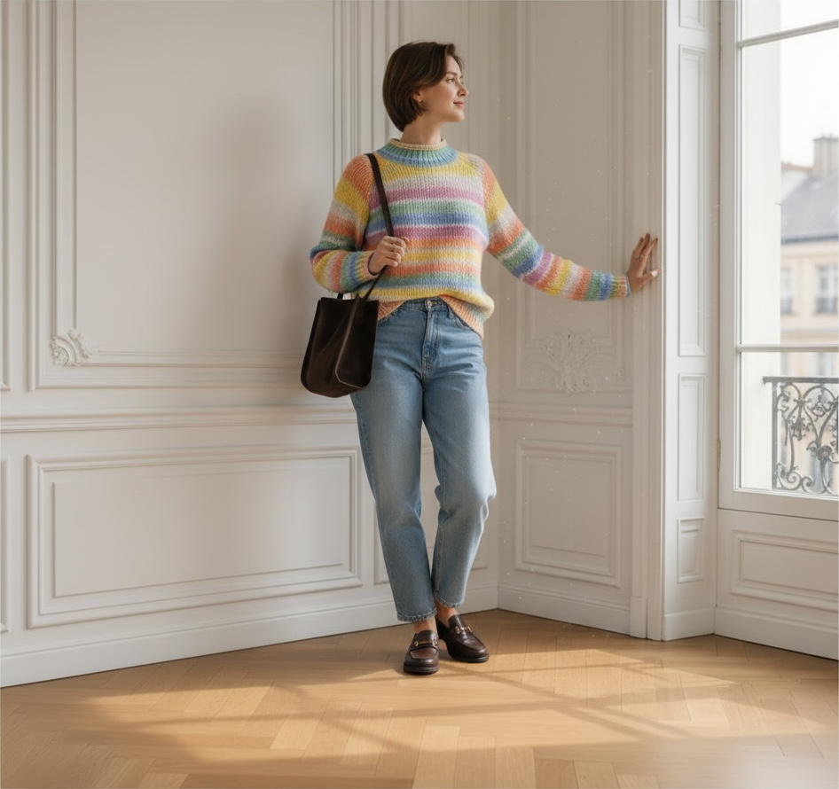Pull Arc-en-ciel en laine – Fabriqué en Italie LOUNAE