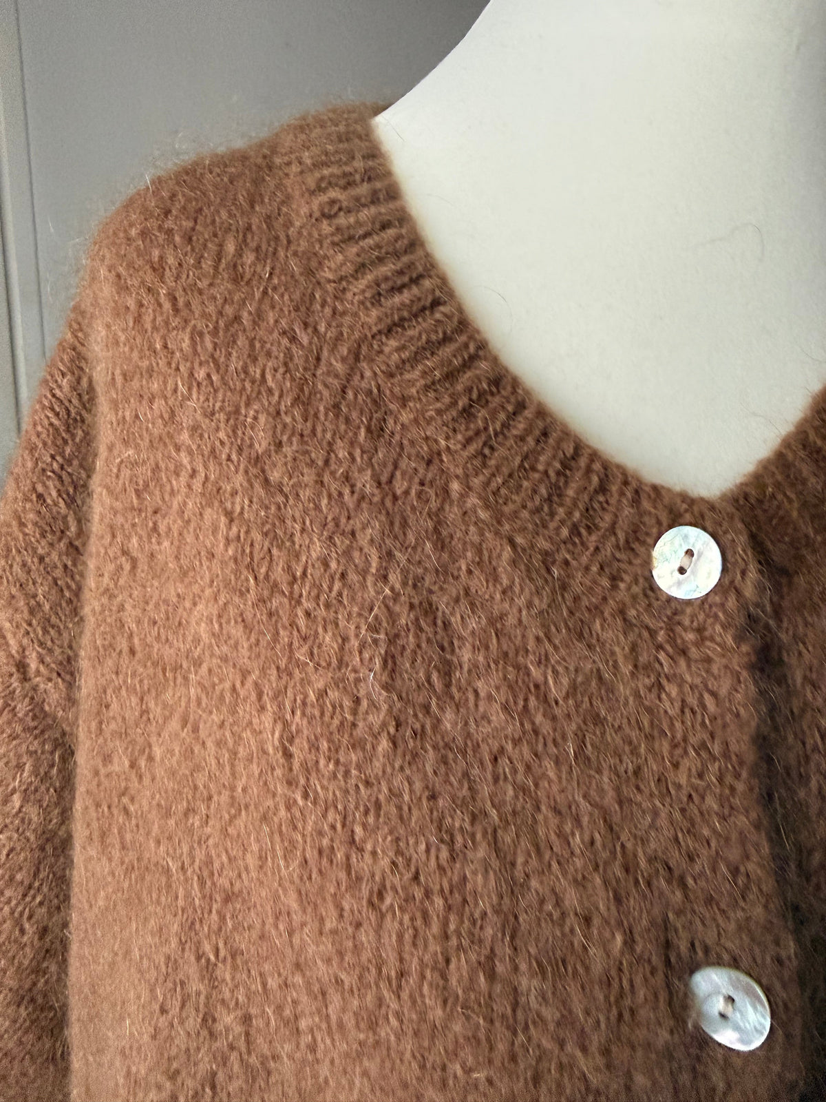 Cardigan Manches Courtes Camel Kid-Mohair LOUNAE