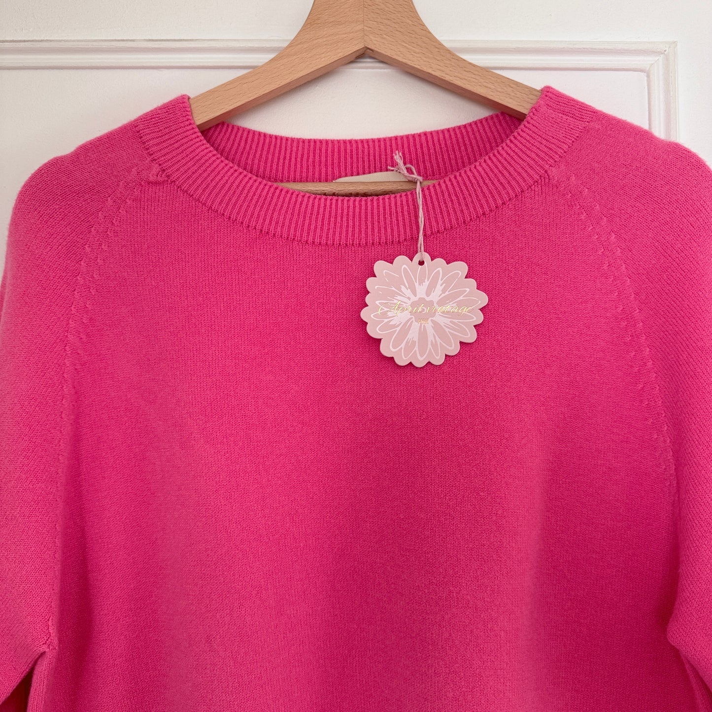 Pull col rond rose manches courtes LOUNAE