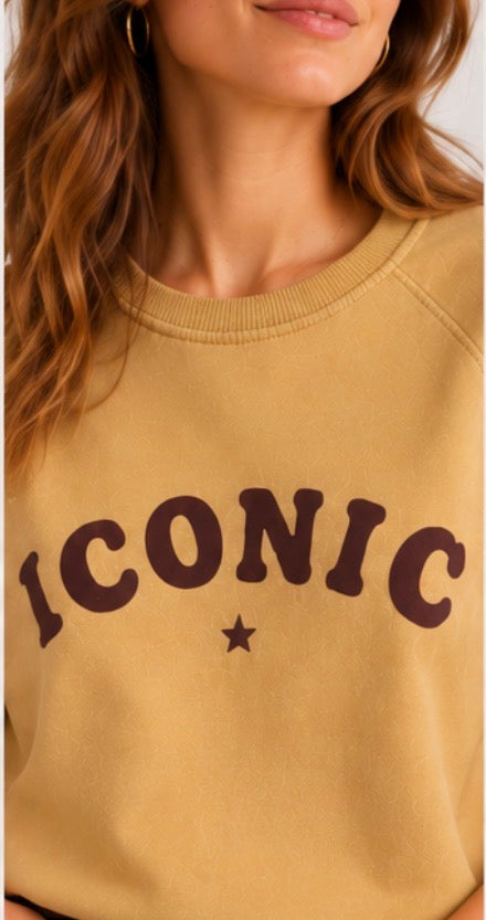 Sweat Femme Oversize Moutarde Iconic Marron – 100 % Coton LOUNAE