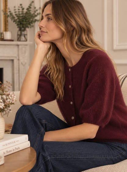 Cardigan manches courtes bordeaux LOUNAE