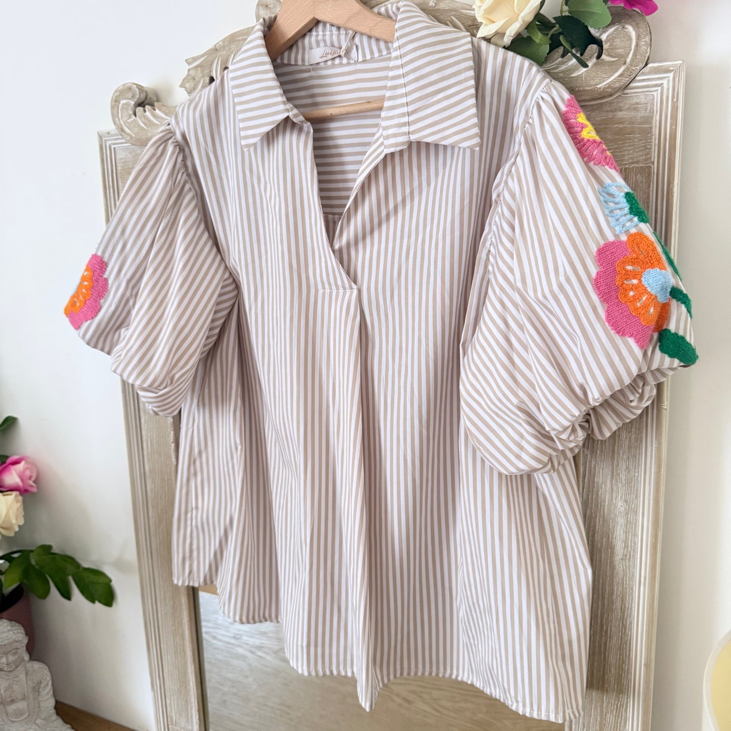 Chemise rayée brodée - Luizacco