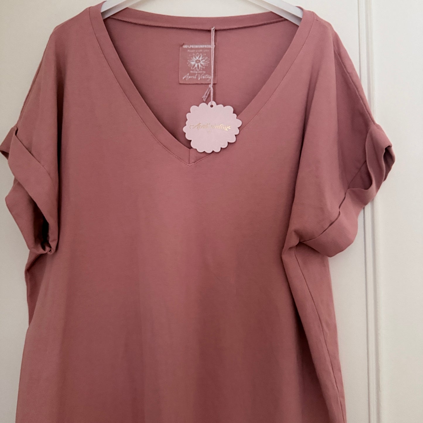 Robe longue tee shirt rose poudré coton taille unique LOUNAE